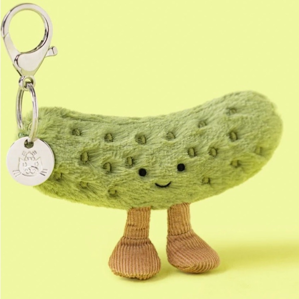 Jellycat Green Pickle Bag Charm Plush - Picture 4 of 4